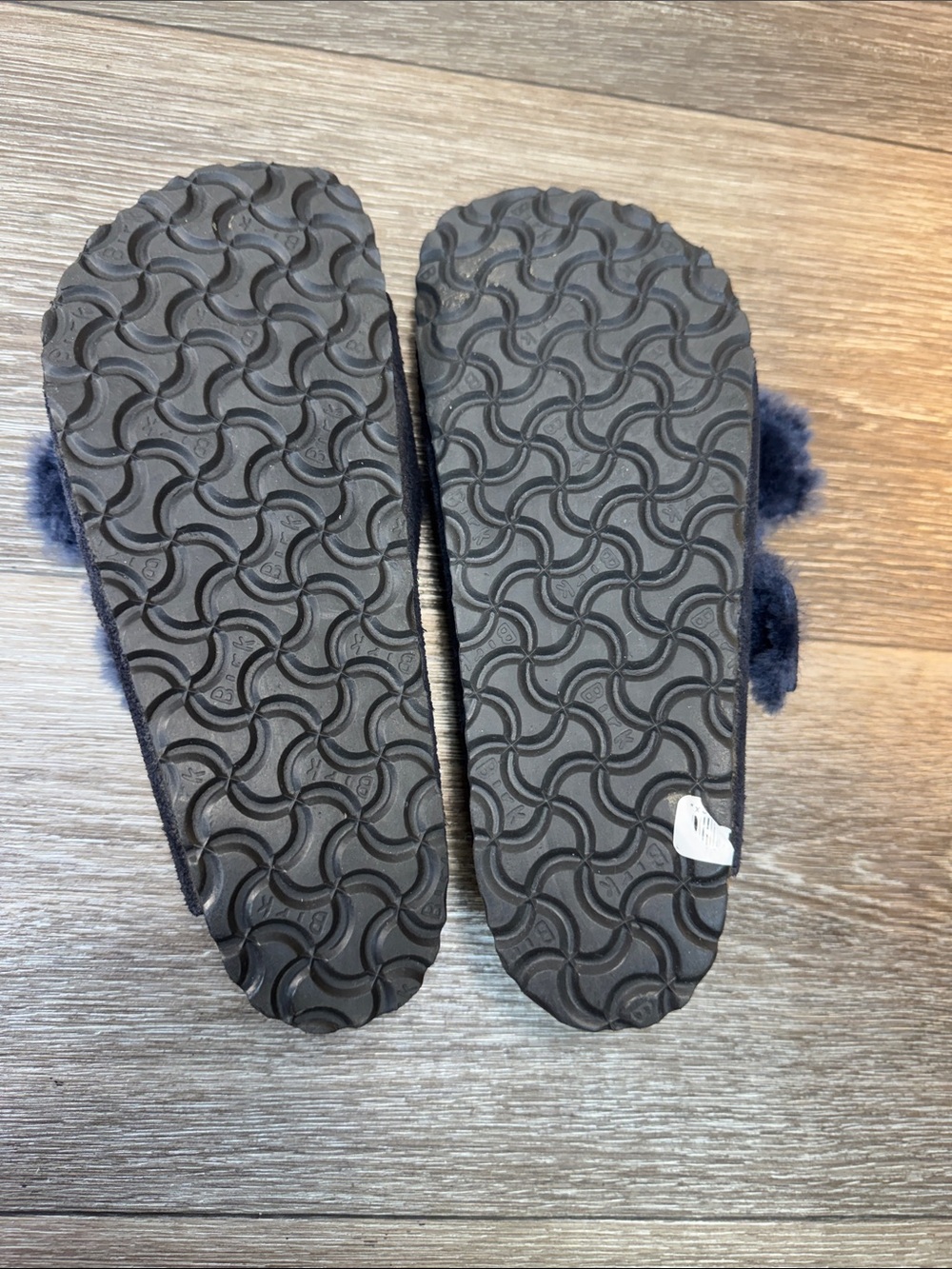 Birkenstock Navy Suede Shearling Arizona fur lined Sandals Sz 38 (j295) - Picture 7 of 8